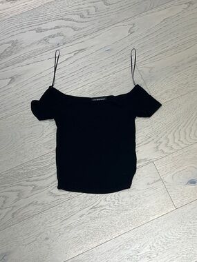 Streetwear Society Black Off-Shoulder Ribbed Camisole